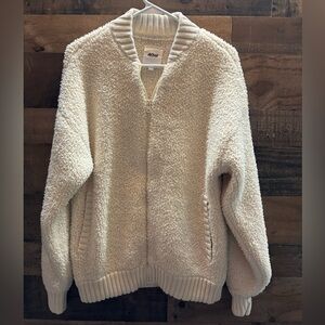 Aerie Cream Cozy Zip-Up Sweater